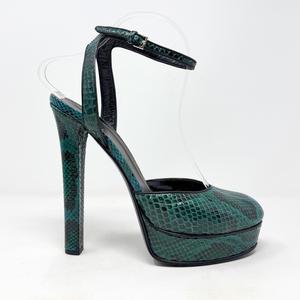 Gucci Python Platform Heels Green Statement Pumps Size‎ 38 - Picture 4 of 11